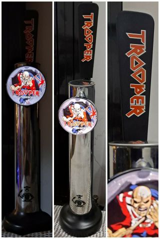 Iron Maiden Trooper Beer Bar Font Pump Tap Handle & Led Lens Cave Gift