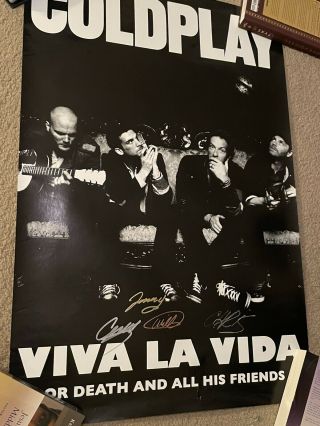 24x36 Coldplay Viva La Vida Autographed Signed Poster - Some Damage See Photos