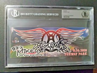 Steven Tyler Aerosmith Fenway Park 2010 Concert Sticker Signed Beckett Bgs Slab
