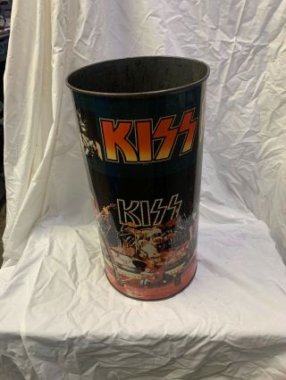 Vintage 1978 Kiss Metal Trash Can