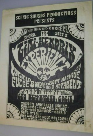 1968 Jimi Hendrix Experience Concert Handbill Swing Aud San Bernardino