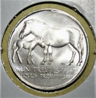 Czechoslovakia 50 Korun 1987 Brilliant Uncirculated Silver Coin - Horses