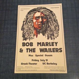 Bob Marley And The Wailers Concert Poster At Greek Theater Uc Berkeley