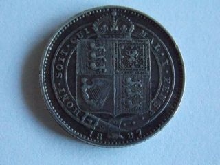 1887 Great Britain Coin One Shilling Silver - Queen Victoria England Uk (b12)