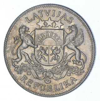 Silver - World Coin - 1925 Latvia 2 Lati - World Silver Coin 879