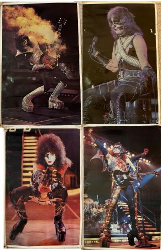 Kiss Alive Ii Love Gun Vintage 1977 Ace,  Peter,  Gene,  Paul Poster Full Set