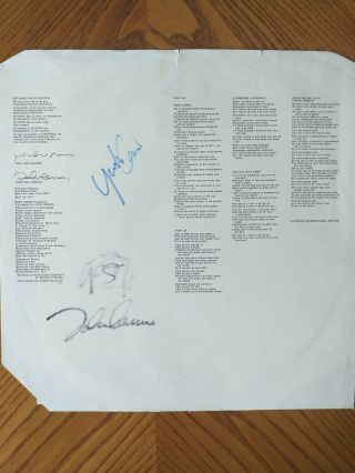 Wonderful Signed Album Inner Sleave Signed By John Lennon And Yoko Ono