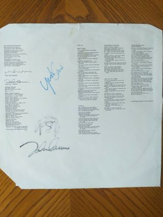 WONDERFUL Signed album inner sleave signed by JOHN LENNON and YOKO ONO 2