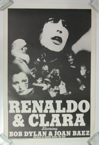 Renaldo & Clara 1978 Us Org One Sheet Promo Movie Poster Film Bob Dylan B&w Vg,