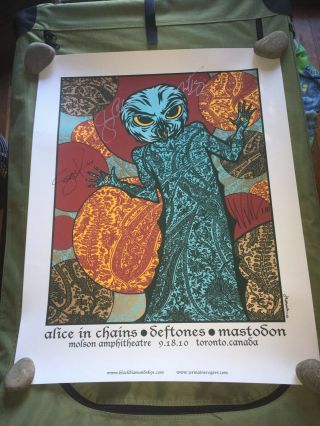 Alice In Chains Signed Poster Toronto 2010 Deftones Mastodon Jermaine Rogers