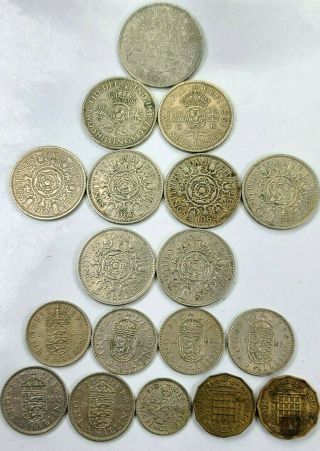 18pcs Great Britain Half Crown 1 2 Shilling 3 6 Pence Coins 1947 - 1967 O21b