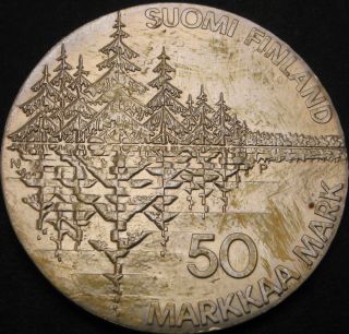 Finland 50 Markkaa 1985 - Silver - National Epic The Kalevala - Aunc - 3582 ¤