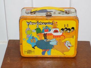 Vintage Beatles 1968 Yellow Submarine Metal Lunchbox Lunch Pail