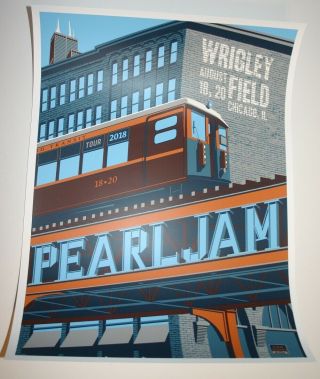 Steve Thomas Pearl Jam Wrigley Field Chicago 2018 Poster Print 8/18,  8/20