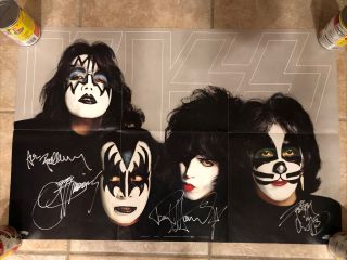 Kiss Dynasty Era Poster Originally Autographed By Gene Paul Ace Peter