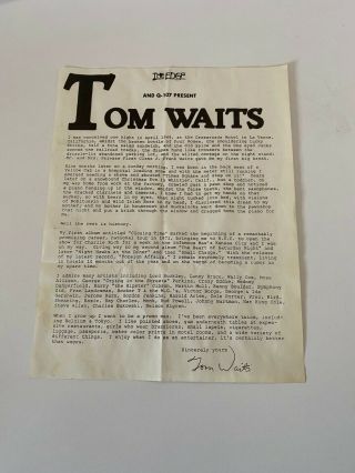 The Edge And Q - 107 Presents Tom Waits 1970 