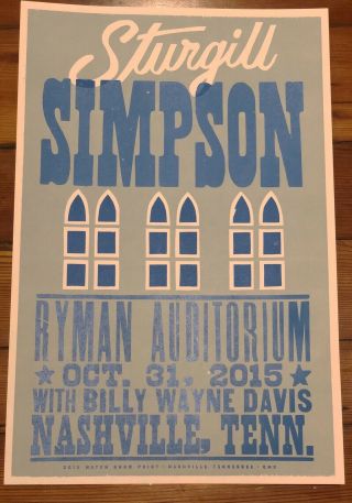 Official Hatch Show Print - Sturgill Simpson (ryman Auditorium)