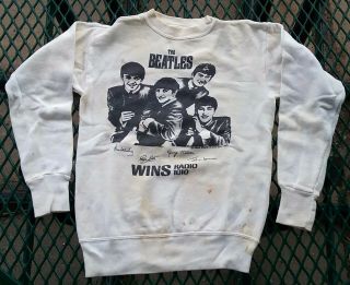 Vintage 1964 Beatles Nems Promotional Sweatshirt Wins 1010 Radio Ny Very Scarce