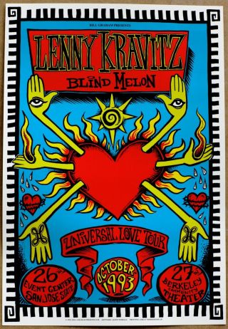 Lenny Kravitz Blind Melon Love Tour Berkeley Theater93 1st Print Poster