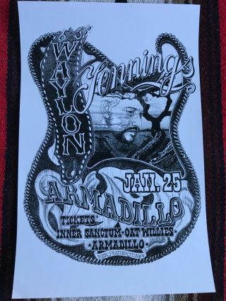 Waylon Jennings Armadillo World Headquarters 1974 Concert Poster