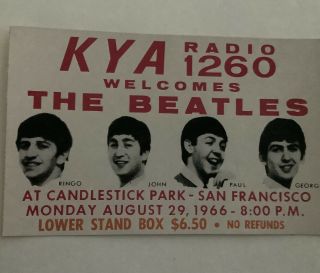 Beatles August 29,  1966 Last Concert Ticket Stub Candlestick Park 2