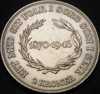 Denmark 2 Kroner 1945 - Silver - King 