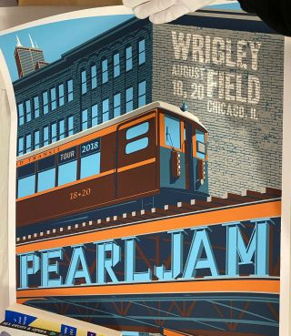 Pearl Jam Wrigley Field Chicago Poster Steve Thomas Train 2018 Eddie Vedder 3