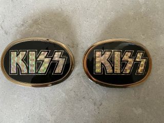 Kiss Vintage Aucoin/pacifica Gold & Silver Prism Logo Belt Buckles 1977