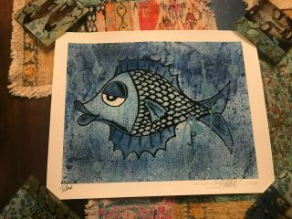 Pollock Blue Fish Print Not Phish /250