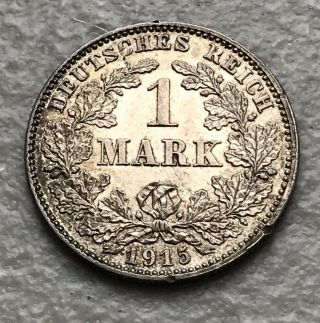 1915 J German Empire Mark - Au/unc - High Value Silver Coin
