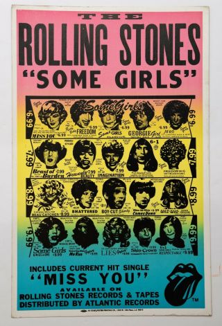 Vintage The Rolling Stones Promotional Poster Some Girls 1978