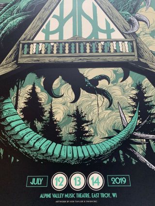 Phish Alpine Valley July 2019 Official Poster Green Ken Taylor East Troy WI 6