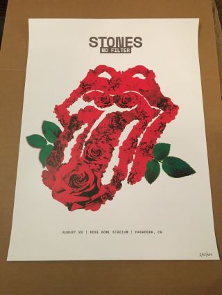 Rolling Stones Poster Numbered Rose Bowl 2019 No Filter Litho Pasadena Jagger