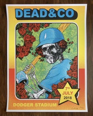 Dead & Company Los Angeles Ca 2018 Dodgers Official Concert Poster And Grateful