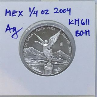 Mexico 1/4 Oz 2004 Libertad Liberty Km 611 Silver Bu Matte In Hb Coin Holder