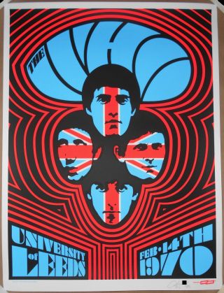 The Who 1970 Live At Leeds University Poster Ames Bros 2 Screen Print Uk Signed