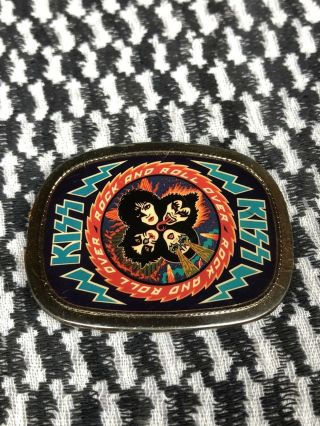 1977 Kiss Aucoin Rock And Roll Over Belt Buckle Vintage Pacifica Mfg