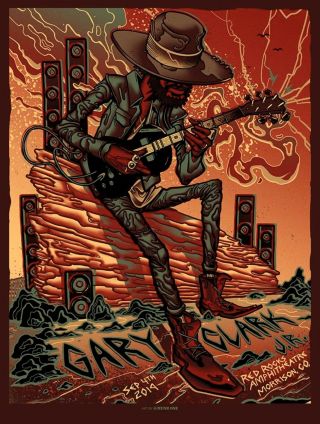 Gary Clark Jr Red Rocks Poster Print Munk One X/255 Denver 9/4/2019 Guitar Man