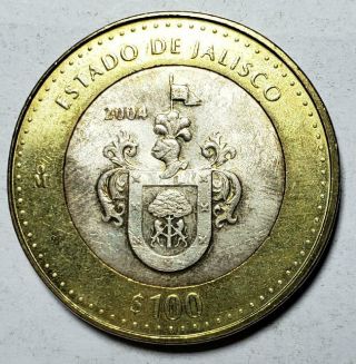 Mexico,  100 Pesos,  2004 Mo,  Uncirculated,  Jalisco State, .  5 Ounce Silver