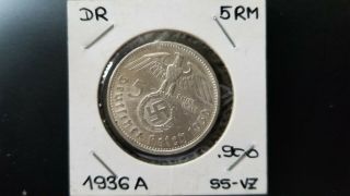 5 Reichsmark 1936 A - Iii.  Reich - Silver - Vf