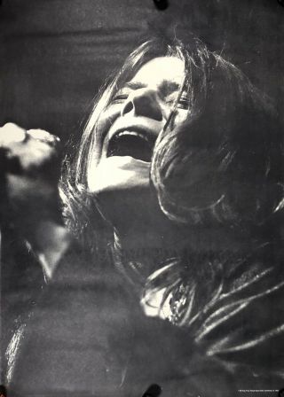 Giant Vintage Janis Joplin 1969 Black White Poster 30x41.  5 17 Jn21