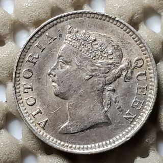 1895 Hong Kong 5 Cents 5¢ Silver Coin