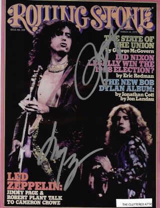 Led Zeppelin: Jimmy Page & Robert Plant.  Hand Signed 8x10 Colour Photo W