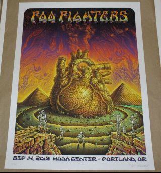 Foo Fighters Poster Portland,  Or Emek Moda Center A/p Pearl Paper S&n/20 Doodled