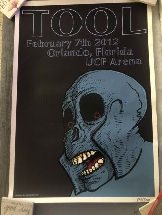 Tool Concert Poster Orlando 2012 Numbered Adam Jones