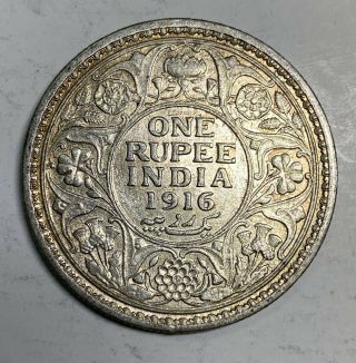 1916 George V King Emperor One Rupee India 91 Silver Coin 13 2