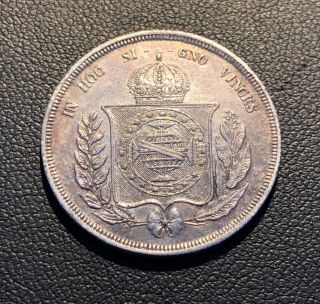 1858 Brazil 500 Reis Silver Coin Grade Attractive Coin