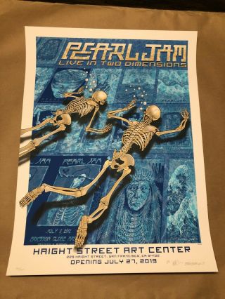 2019 Pearl Jam Emek Live In Two Dimensions Haight Street Poster Print S/n Le 115