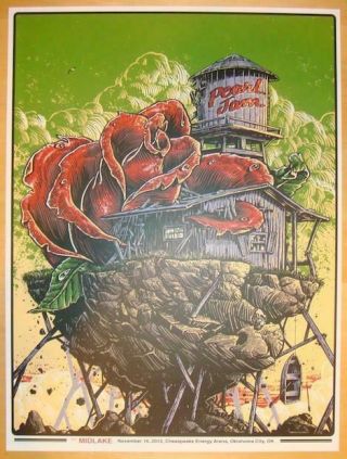 Pearl Jam 2013 Poster Oklahoma City Ok Signed & Numbered /100 Artist Edition
