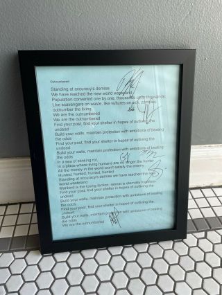 " Outnumbered " - Autographed Tdwp Lyric Sheet From B24 Streams